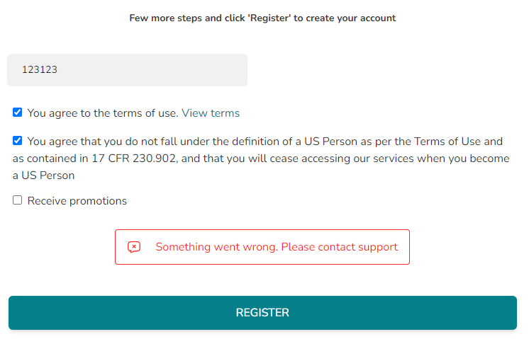 Registration error